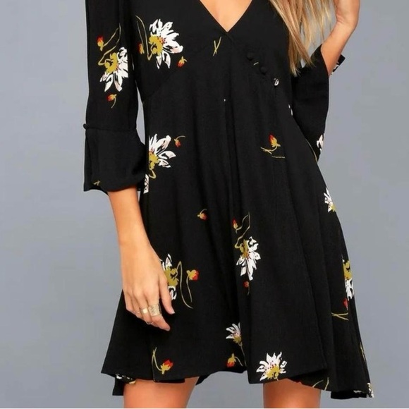 Free People Black and White Ruffled Wrap Dress - Picture 2 of 16